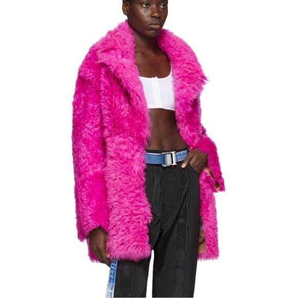 Off-White Pink Fur Kalgan Coat (new with tags). Size 38 - Picture 6 of 6